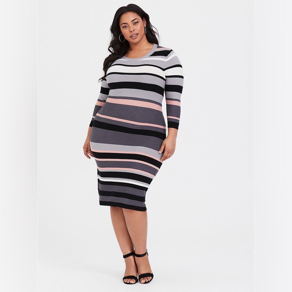 Torrid Multicolor Striped Long Sleeve Sweater Dress